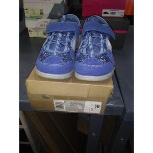 Lands' End Water Repellent ADJ Closed Toe Sport Sandals Blue Flora